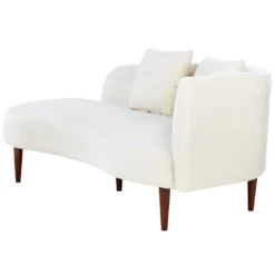 Chaise Longue Côté Droit En Velours Blanc Crème CHAUMONT -Promos Chesteris Boutique meridienne 20014025