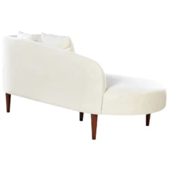 Chaise Longue Côté Droit En Velours Blanc Crème CHAUMONT -Promos Chesteris Boutique meridienne 20014027
