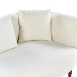 Chaise Longue Côté Droit En Velours Blanc Crème CHAUMONT -Promos Chesteris Boutique meridienne 20014029
