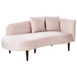 Chaise Longue Côté Droit En Velours Rose CHAUMONT -Promos Chesteris Boutique meridienne 20014043