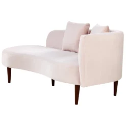 Chaise Longue Côté Droit En Velours Rose CHAUMONT -Promos Chesteris Boutique meridienne 20014045