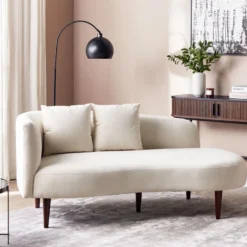 Chaise Longue Côté Gauche En Velours Blanc Crème CHAUMONT