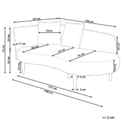 Chaise Longue Côté Gauche En Velours Blanc Crème CHAUMONT -Promos Chesteris Boutique meridienne 20014061