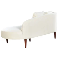 Chaise Longue Côté Gauche En Velours Blanc Crème CHAUMONT -Promos Chesteris Boutique meridienne 20014067