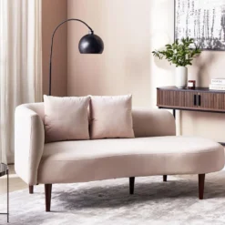 Chaise Longue Côté Gauche En Velours Rose CHAUMONT