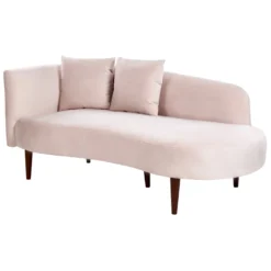 Chaise Longue Côté Gauche En Velours Rose CHAUMONT -Promos Chesteris Boutique meridienne 20014083