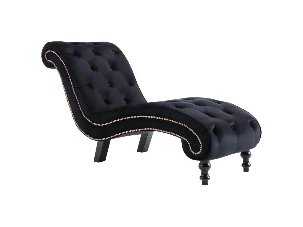Chaise Longue Noir Velours 2 Chaise Longue Noir Velours – Image 2