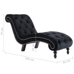 Chaise Longue Noir Velours 15 Chaise Longue Noir Velours -Promos Chesteris Boutique meridienne 21081525