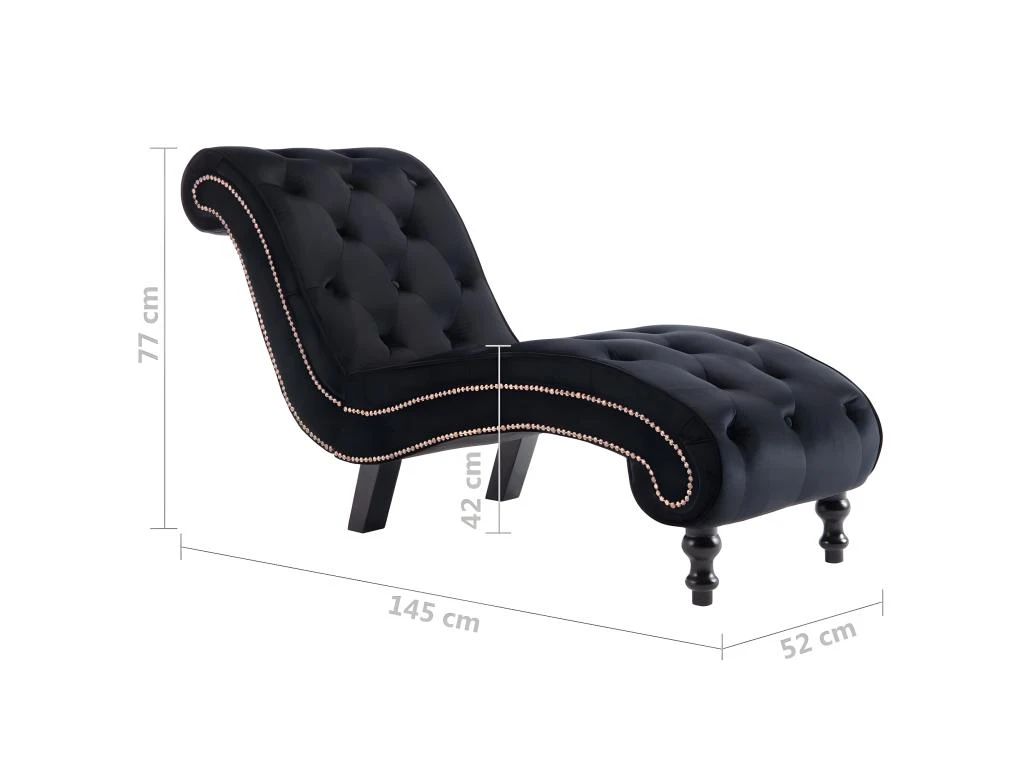 Chaise Longue Noir Velours 8 Chaise Longue Noir Velours – Image 8