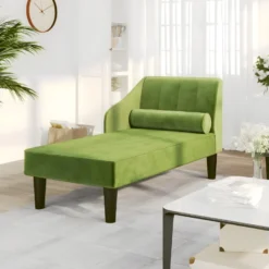 Chaise Longue Avec Traversin Vert Clair Velours