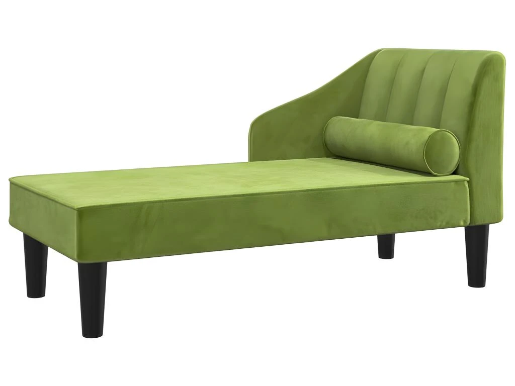 Chaise Longue Avec Traversin Vert Clair Velours 2 Chaise Longue Avec Traversin Vert Clair Velours – Image 2