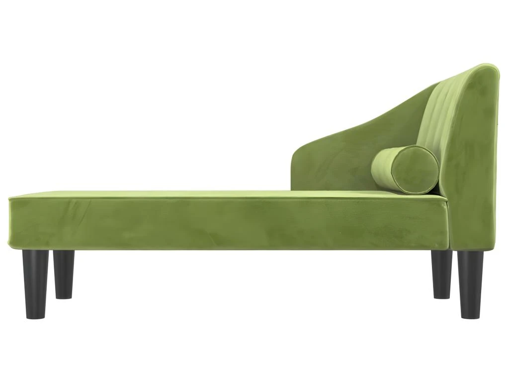 Chaise Longue Avec Traversin Vert Clair Velours 3 Chaise Longue Avec Traversin Vert Clair Velours – Image 3