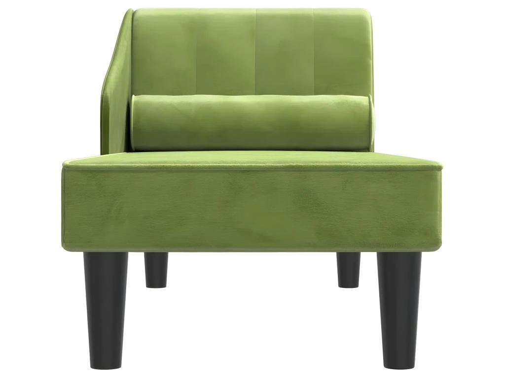 Chaise Longue Avec Traversin Vert Clair Velours 4 Chaise Longue Avec Traversin Vert Clair Velours – Image 4