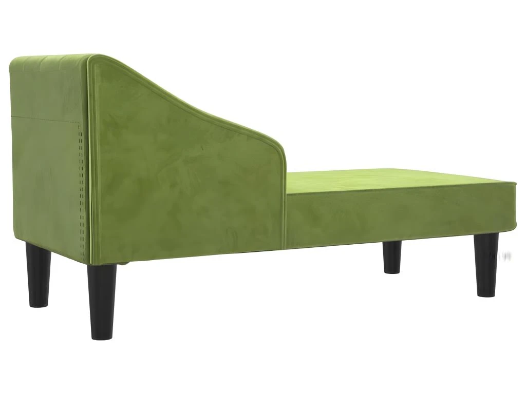 Chaise Longue Avec Traversin Vert Clair Velours 5 Chaise Longue Avec Traversin Vert Clair Velours – Image 5