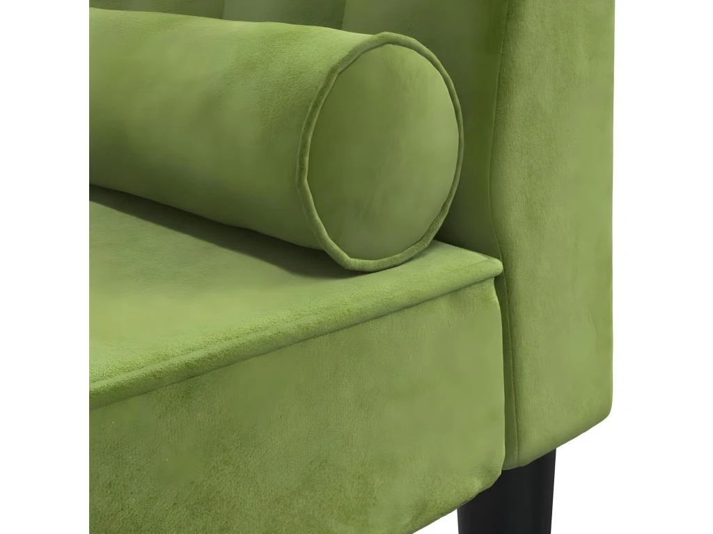 Chaise Longue Avec Traversin Vert Clair Velours 7 Chaise Longue Avec Traversin Vert Clair Velours – Image 7