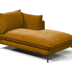 Méridienne Gauche En Velours KESTREL - Jaune Moutarde