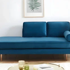 Méridienne Droite En Velours KAHEL - Bleu Canard -Promos Chesteris Boutique meridienne 496533