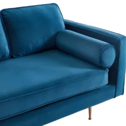 Méridienne Droite En Velours KAHEL - Bleu Canard -Promos Chesteris Boutique meridienne 496535