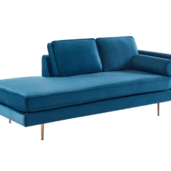 Méridienne Droite En Velours KAHEL - Bleu Canard -Promos Chesteris Boutique meridienne 496537