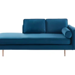 Méridienne Droite En Velours KAHEL - Bleu Canard -Promos Chesteris Boutique meridienne 496543