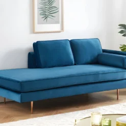 Méridienne Droite En Velours KAHEL - Bleu Canard -Promos Chesteris Boutique meridienne 496547