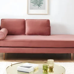 Méridienne Gauche En Velours KAHEL - Vieux Rose -Promos Chesteris Boutique meridienne 496551