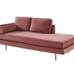 Méridienne Gauche En Velours KAHEL - Vieux Rose -Promos Chesteris Boutique meridienne 496553