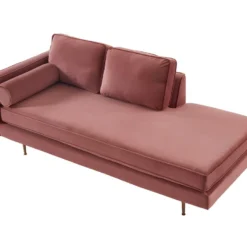 Méridienne Gauche En Velours KAHEL - Vieux Rose -Promos Chesteris Boutique meridienne 496555
