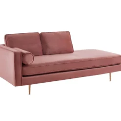 Méridienne Gauche En Velours KAHEL - Vieux Rose -Promos Chesteris Boutique meridienne 496557