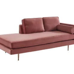 Méridienne Droite En Velours KAHEL - Vieux Rose -Promos Chesteris Boutique meridienne 496571