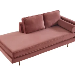 Méridienne Droite En Velours KAHEL - Vieux Rose -Promos Chesteris Boutique meridienne 496573