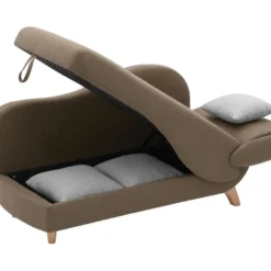 Méridienne Droite Convertible En Tissu Marron Avec Coffre De Rangement PENELOPE -Promos Chesteris Boutique meridienne 8397283