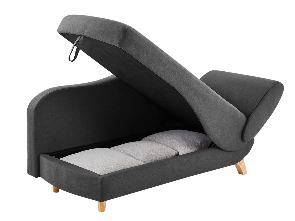 Méridienne Droite Convertible En Tissu Anthracite Avec Coffre De Rangement PENELOPE 6 Méridienne Droite Convertible En Tissu Anthracite Avec Coffre De Rangement PENELOPE – Image 6
