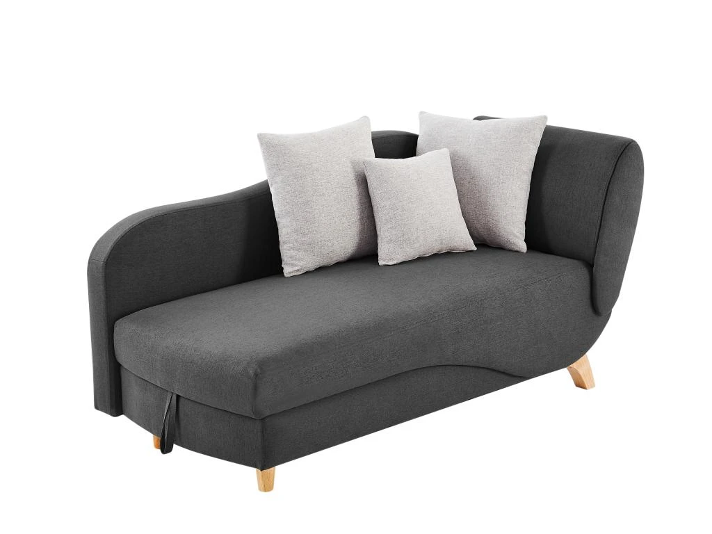 Méridienne Droite Convertible En Tissu Anthracite Avec Coffre De Rangement PENELOPE 2 Méridienne Droite Convertible En Tissu Anthracite Avec Coffre De Rangement PENELOPE – Image 2