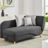 Méridienne Droite Convertible En Tissu Anthracite Avec Coffre De Rangement PENELOPE