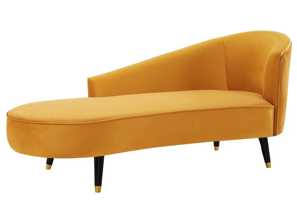 Méridienne Droite En Velours Jaune ABAJO 2 Méridienne Droite En Velours Jaune ABAJO – Image 2