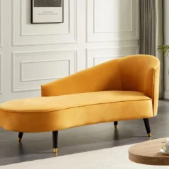 Méridienne Droite En Velours Jaune ABAJO 12 Méridienne Droite En Velours Jaune ABAJO -Promos Chesteris Boutique meridienne 8492565