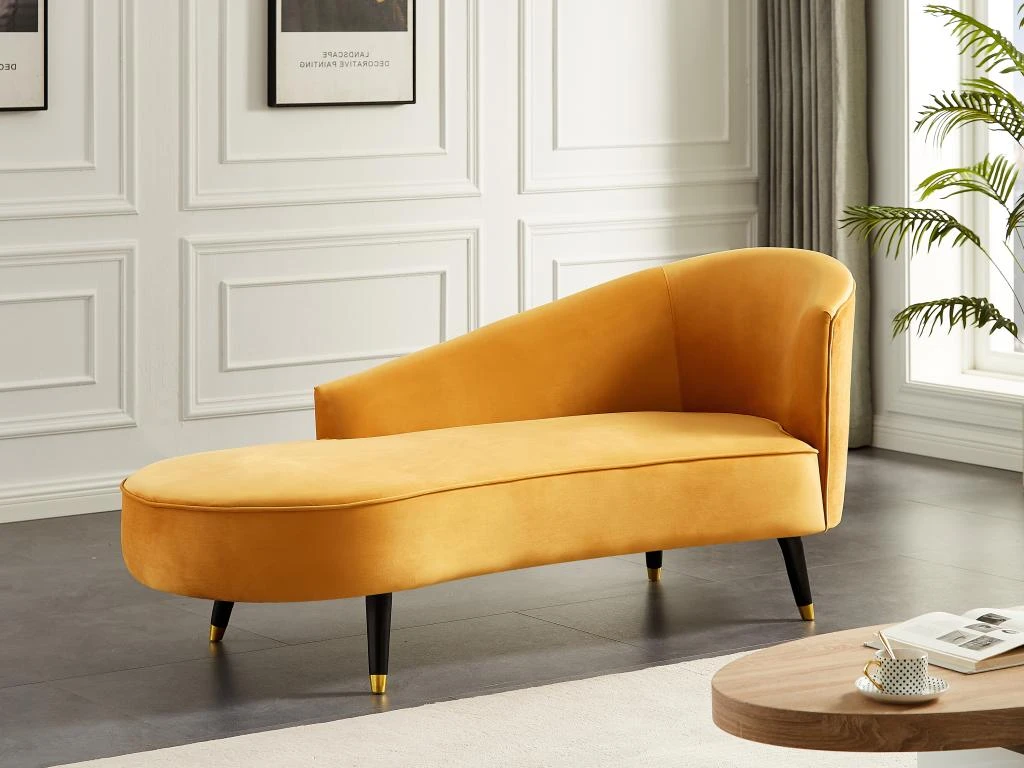 Méridienne Droite En Velours Jaune ABAJO 6 Méridienne Droite En Velours Jaune ABAJO – Image 6