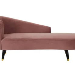 Méridienne Gauche En Velours Vieux Rose ABAJO -Promos Chesteris Boutique meridienne 8876055