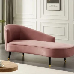 Méridienne Gauche En Velours Vieux Rose ABAJO -Promos Chesteris Boutique meridienne 8876099