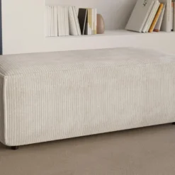 Pouf En Velours Côtelé Beige AMELIA -Promos Chesteris Boutique pouf 10757929