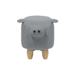 Tabouret Enfant En Tissu Gris Clair PIGGY -Promos Chesteris Boutique pouf 11831679