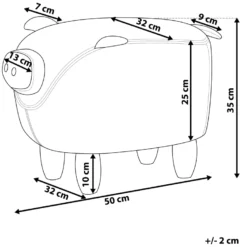 Tabouret Enfant En Tissu Jaune PIGGY -Promos Chesteris Boutique pouf 11836207
