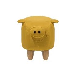 Tabouret Enfant En Tissu Jaune PIGGY -Promos Chesteris Boutique pouf 11836211