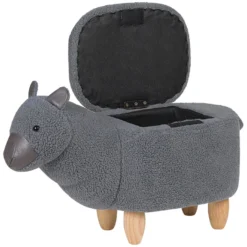 Tabouret Enfant En Tissu Peluche Gris ALPACA -Promos Chesteris Boutique pouf 11960757