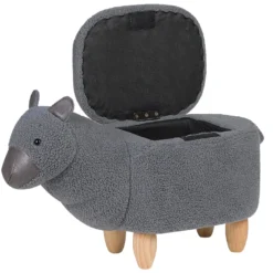 Tabouret Enfant En Tissu Peluche Gris ALPACA -Promos Chesteris Boutique pouf 11960759