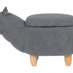 Tabouret Enfant En Tissu Peluche Gris ALPACA -Promos Chesteris Boutique pouf 11960761