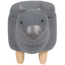 Tabouret Enfant En Tissu Peluche Gris ALPACA -Promos Chesteris Boutique pouf 11960763