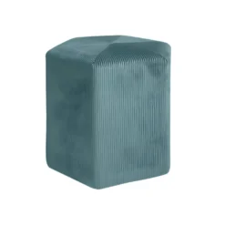 Pouf Velours Côtelé 35 Cm Bleu Canard