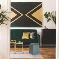 Pouf Velours Côtelé 35 Cm Bleu Canard -Promos Chesteris Boutique pouf 12489201